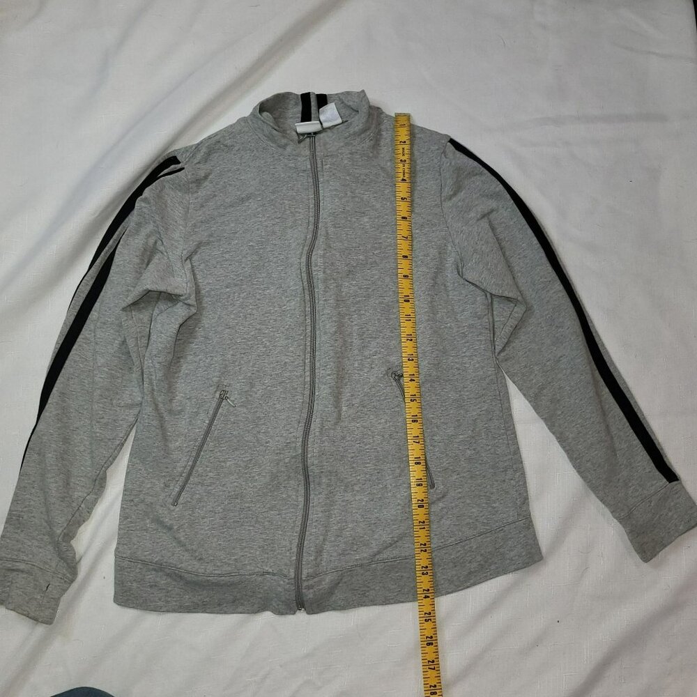 Maternity Gray Zip-Up Jacket With Black Stripes By In Due Time